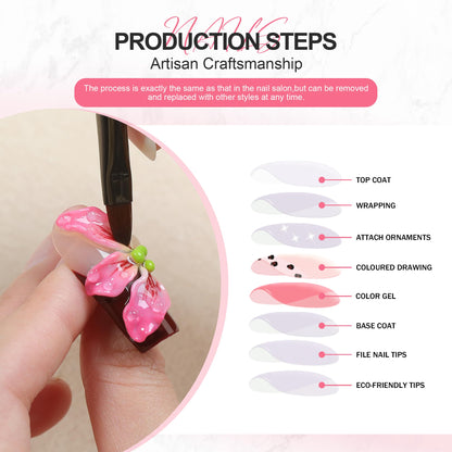 Homsera 3D Angel Press-On Nails - Coffin Shape, Luxury Golden Divine Design