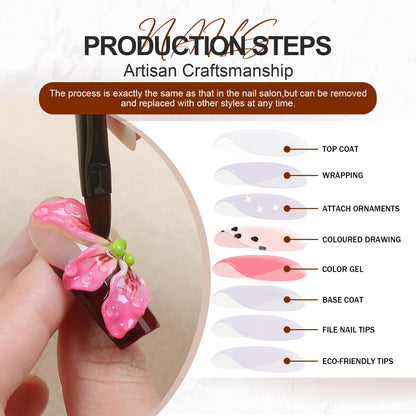 Homsera Handmade XL White Press-On Nails – 3D Sun Golden Flower Charms, French Tips, Reusable 10-Pack