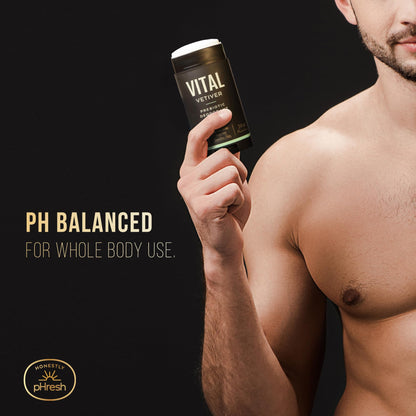 Honestly pHresh Prebiotic Natural Deodorant for Men – Aluminum & Baking Soda Free | Vital Vetiver, 2.5 oz, Made in USA