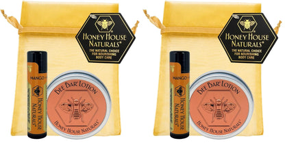 Honey House Naturals 2 Piece Gift Set – Lotion Bar & Mango Lip Butter – Made in USA (Variant Name, Pack of 2)