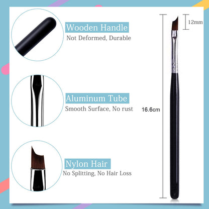 Honey Joy Oblique Head French Tip Nail Brush – Black Handle, Pack of 2 for UV Gel & Acrylic Painting