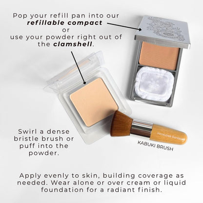 Honeybee Gardens Pressed Mineral Foundation Refill — Supernatural Neutral Light, Adjustable Coverage, Natural Finish (7.5g)