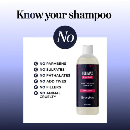 Honeydew Folimax Biotin Shampoo for Thinning Hair – Volumizing, Color Safe, Sulfate Free