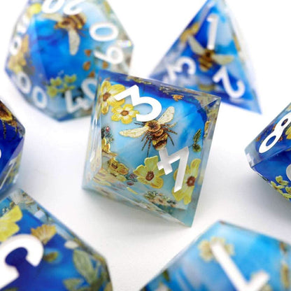 Honeyed Horizon | Sharp Edge Dice | Resin | 7 Piece Set