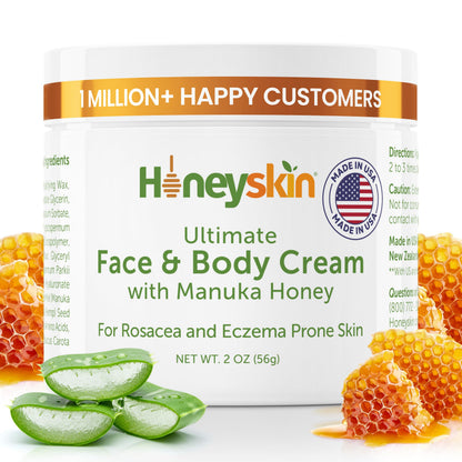 Honeyskin Hydrating Manuka Honey Face Moisturizer & Body Cream – Organic, For Very Dry Skin