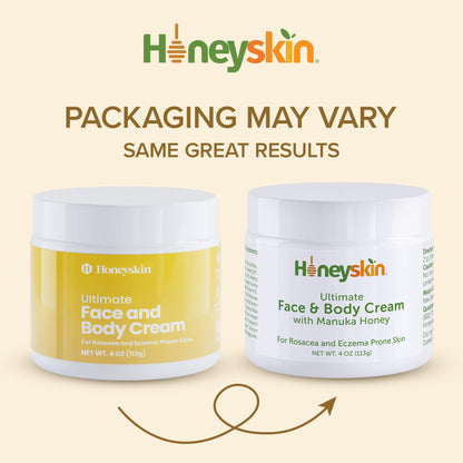 Honeyskin Hydrating Face Moisturizer & Body Cream with Manuka Honey – Organic Moisturizer for Extremely Dry Skin | 4 oz