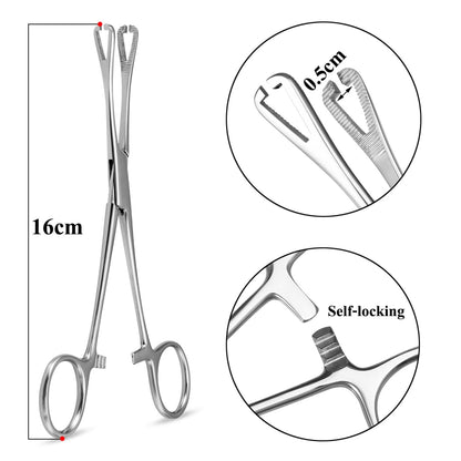 Triangle Opening Piercing Pliers - Surgical Steel Slotted Locking Pennington Forceps | HONGTU implant