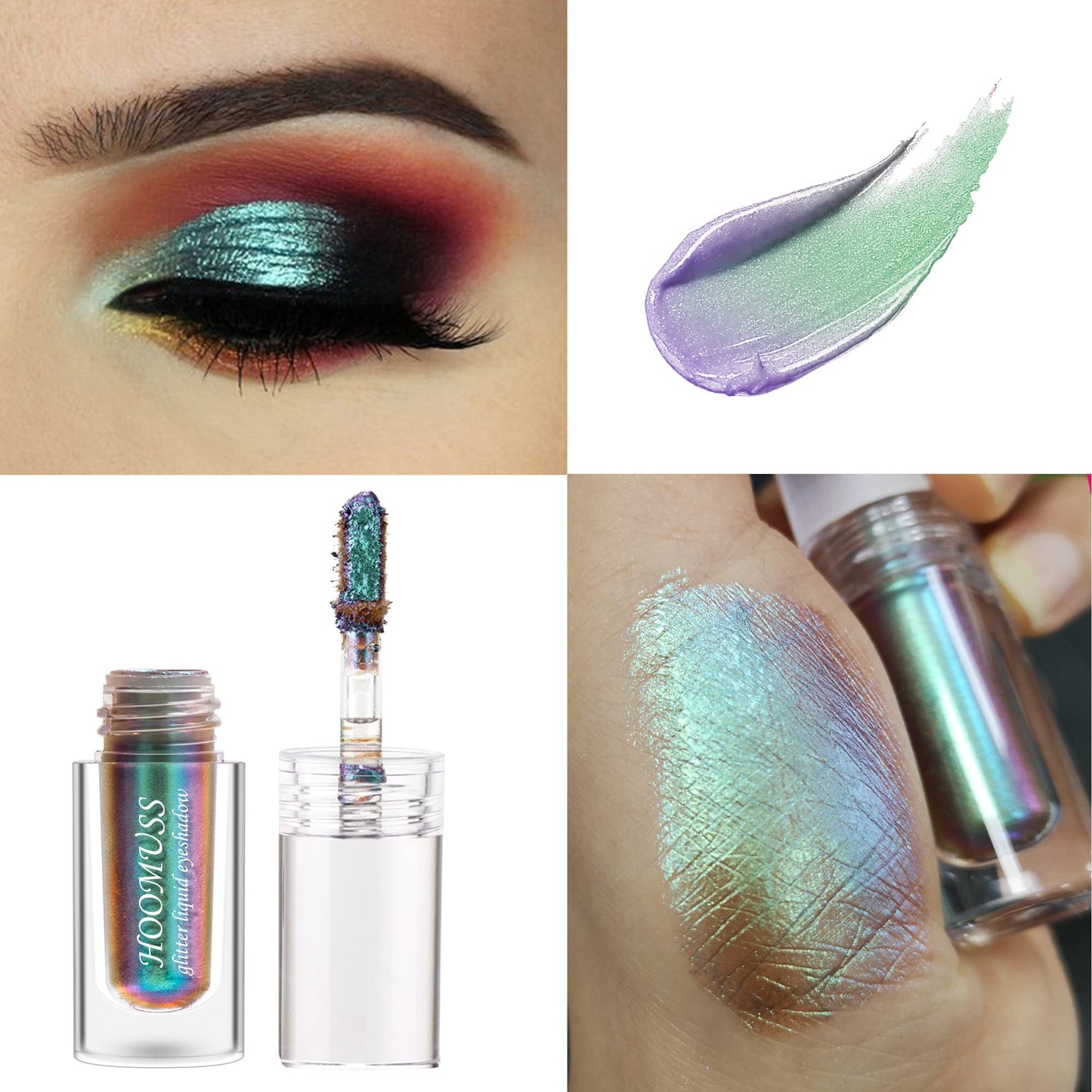 HOOMUSS Glitter Liquid Eyeshadow – 3-Color Chameleon Multichrome Set