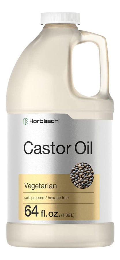 Horbäach Castor Oil 64oz | Hexane-Free, Cold-Pressed, Vegetarian, Non-GMO