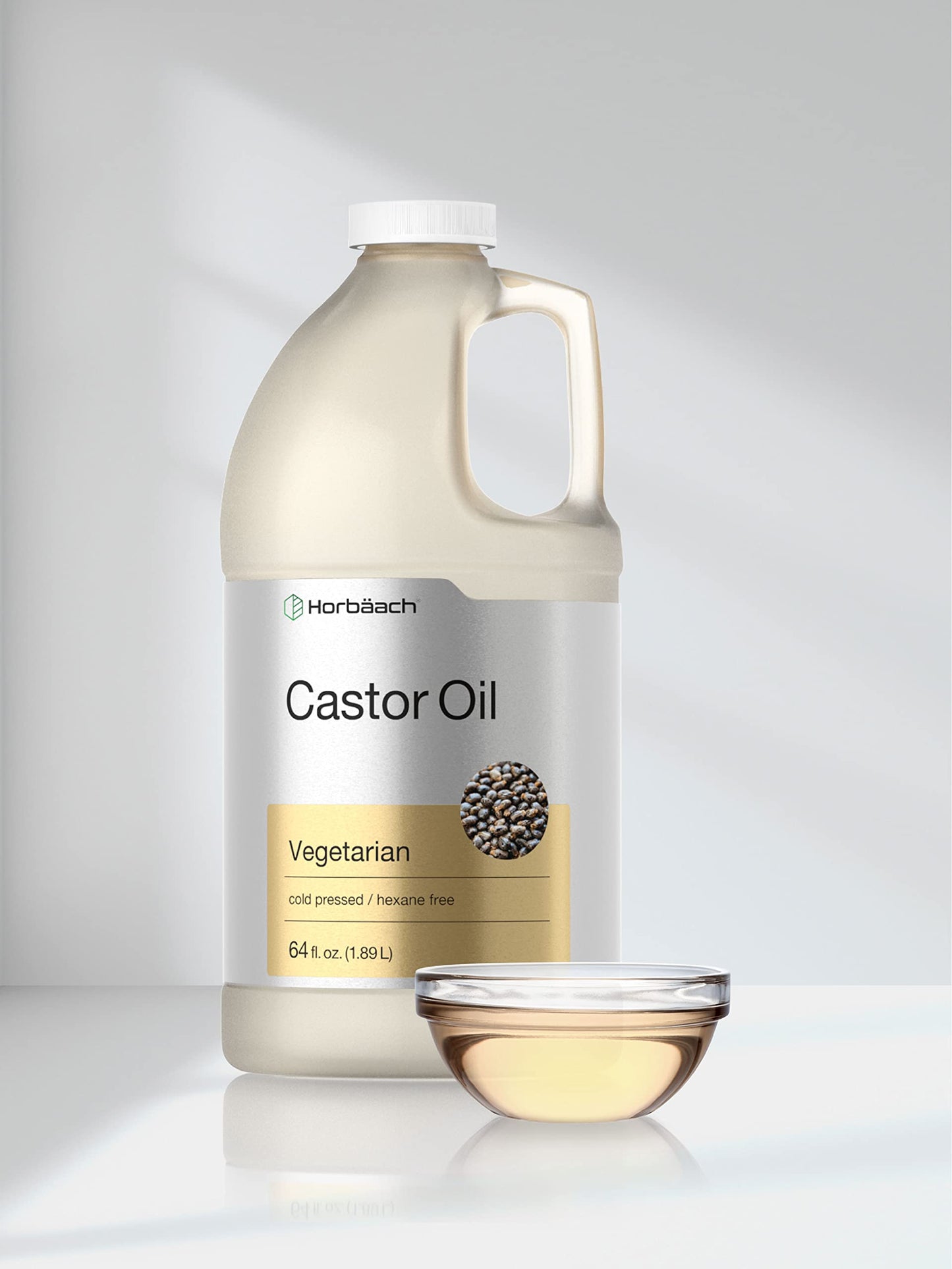 Horbäach Castor Oil 64oz | Hexane-Free, Cold-Pressed, Vegetarian, Non-GMO