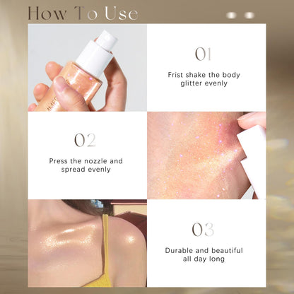 HOSAILY Body Glitter Spray Rose Gold – 60ML Moisturizing Glow Highlighter