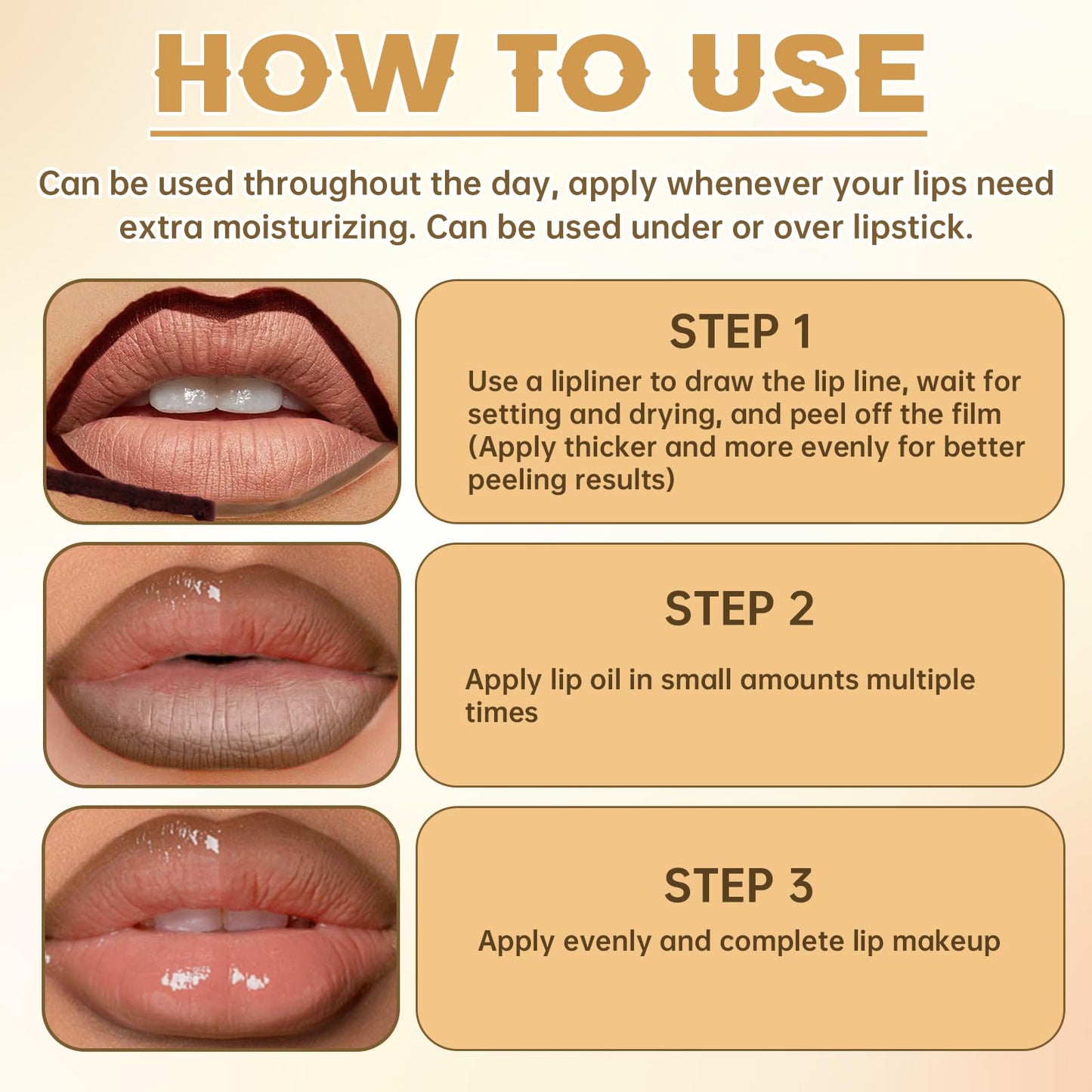 HOSAILY Peel Off Lip Liner Stain Tattoo – Brown Lip Liner & Clear Gloss Duo, Long-Lasting Lip Makeover