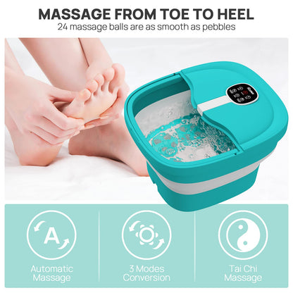 HOSPAN Collapsible Foot Spa – Electric Rotary Massage, Heat, Bubble, Remote, 24 Shiatsu Balls