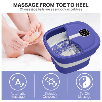 HOSPAN FS02A Collapsible Foot Spa — Electric Rotary Massage, Heat, Bubble, Remote