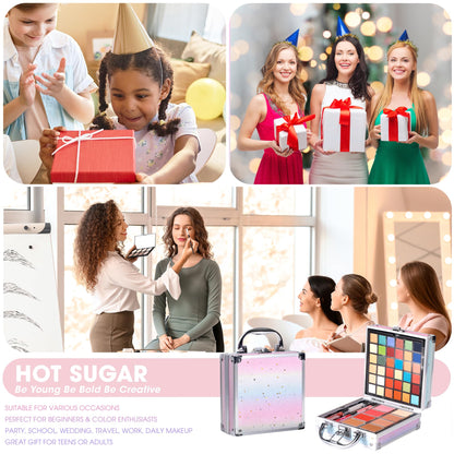 Hot Sugar Rainbow Girls Makeup Kit – 36 Eyeshadows, Lip Gloss, Brushes, Case