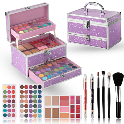 Hot Sugar Teen Makeup Kit with Train Case – Portable Beginner Set (Purple)