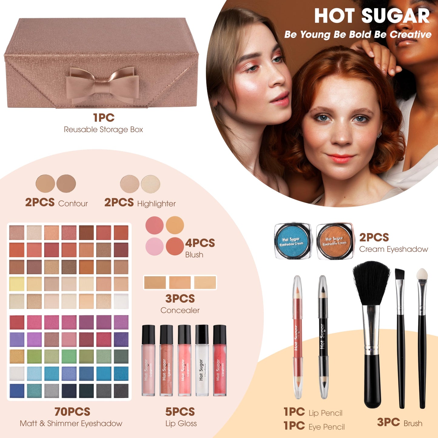 Hot Sugar Girls Makeup Kit for Teens & Beginners | Full Bronze Makeup Set