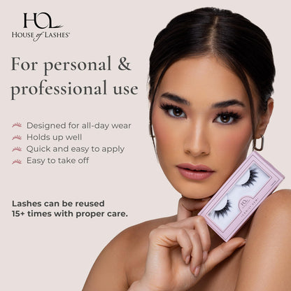 House of Lashes Iconic Demi – Comfortable Faux Mink Lashes for Bold Cat-Eye, Reusable & All Eye Shapes