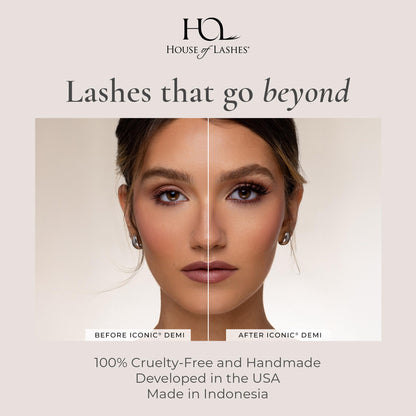 House of Lashes Iconic Demi – Comfortable Faux Mink Lashes for Bold Cat-Eye, Reusable & All Eye Shapes