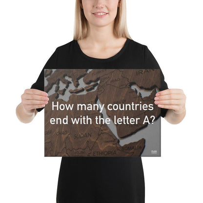 How Many Countries End With The Letter A - Canvas Print