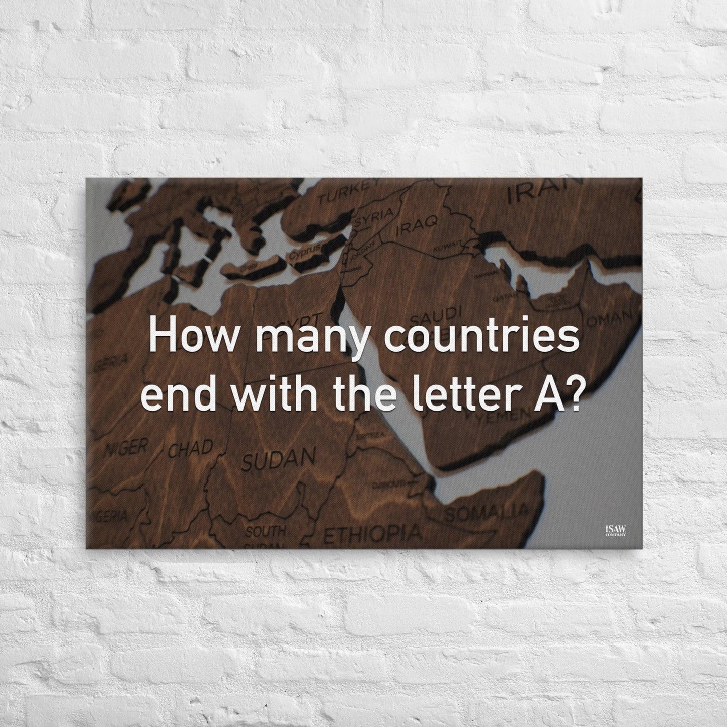 How Many Countries End With The Letter A - Canvas Print