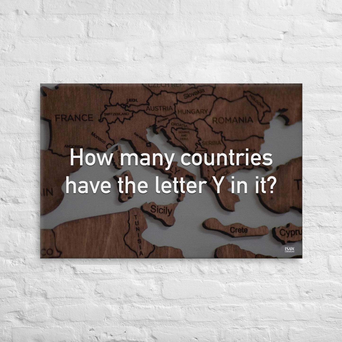 How Many Countries Have The Letter Y In It - Canvas Print