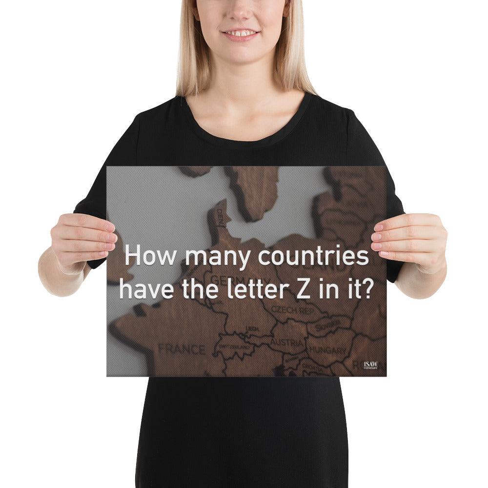 How Many Countries Have The Letter Z In It - Canvas Print
