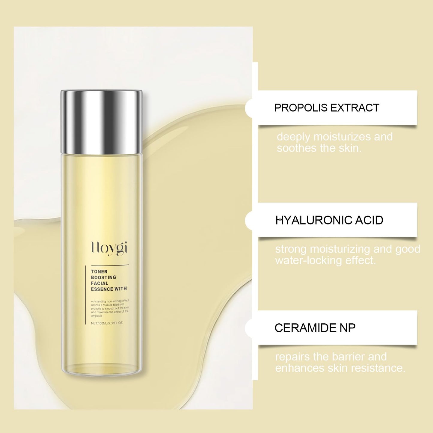 HOYGI Propolis Toner – Hydrating Face Toner with Propolis & Hyaluronic Acid for Glass Skin | 3.38 fl oz
