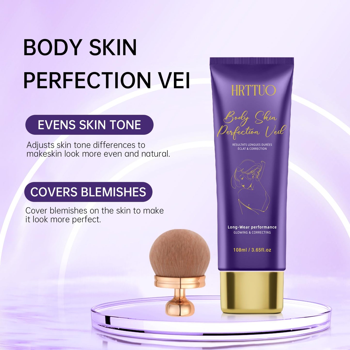 Body Coverage Perfector with Brush — Waterproof Leg & Body Makeup by HRTTUO
