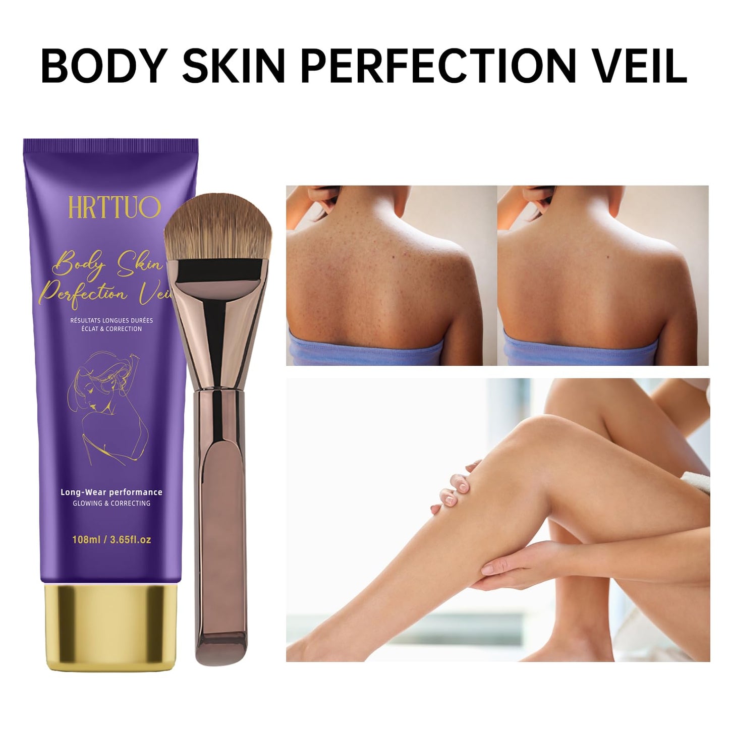 Body Coverage Perfector with Brush — Waterproof Leg & Body Makeup by HRTTUO