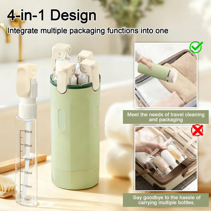 HSXCCL 4-in-1 Travel Dispenser Bottles | Refillable, Spill-Proof & Space-Saving for Vacation or Business Trips