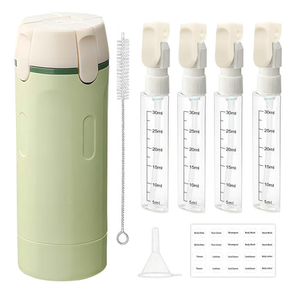 HSXCCL 4-in-1 Travel Dispenser Bottles | Refillable, Spill-Proof & Space-Saving for Vacation or Business Trips