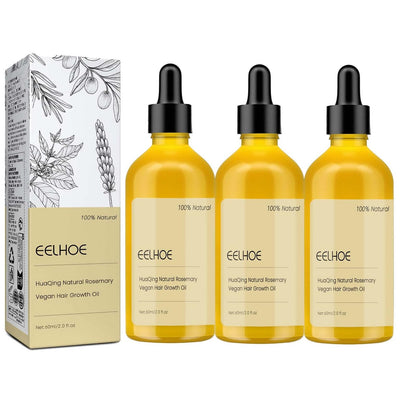 HuaQing 180 ml Rosemary Hair Growth Oil – Natural Organic Hair Oil for Damaged & Thin Hair (3-Piece Set)