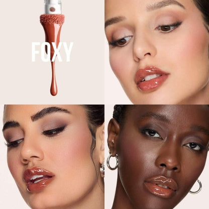 Huda Beauty Faux Filler Extra Shine Lip Gloss Foxy – Caramel Brown