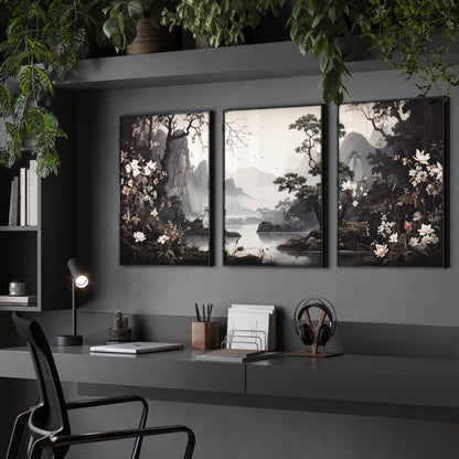 Huge Posters For Wall | Set of 3 Chinoiserie Wall art Prints
