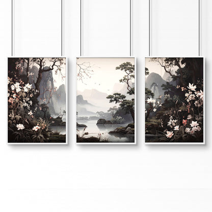 Huge Posters For Wall | Set of 3 Chinoiserie Wall art Prints
