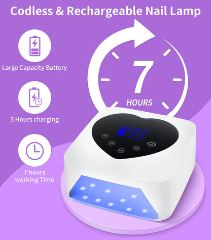 HUGMAPLE 72W UV Nail Lamp – 5 Timers, Auto Sensor, Cordless Rechargeable