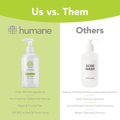 humane 10% Benzoyl Peroxide Acne Body Wash — 8 oz, Vegan & Cruelty-Free