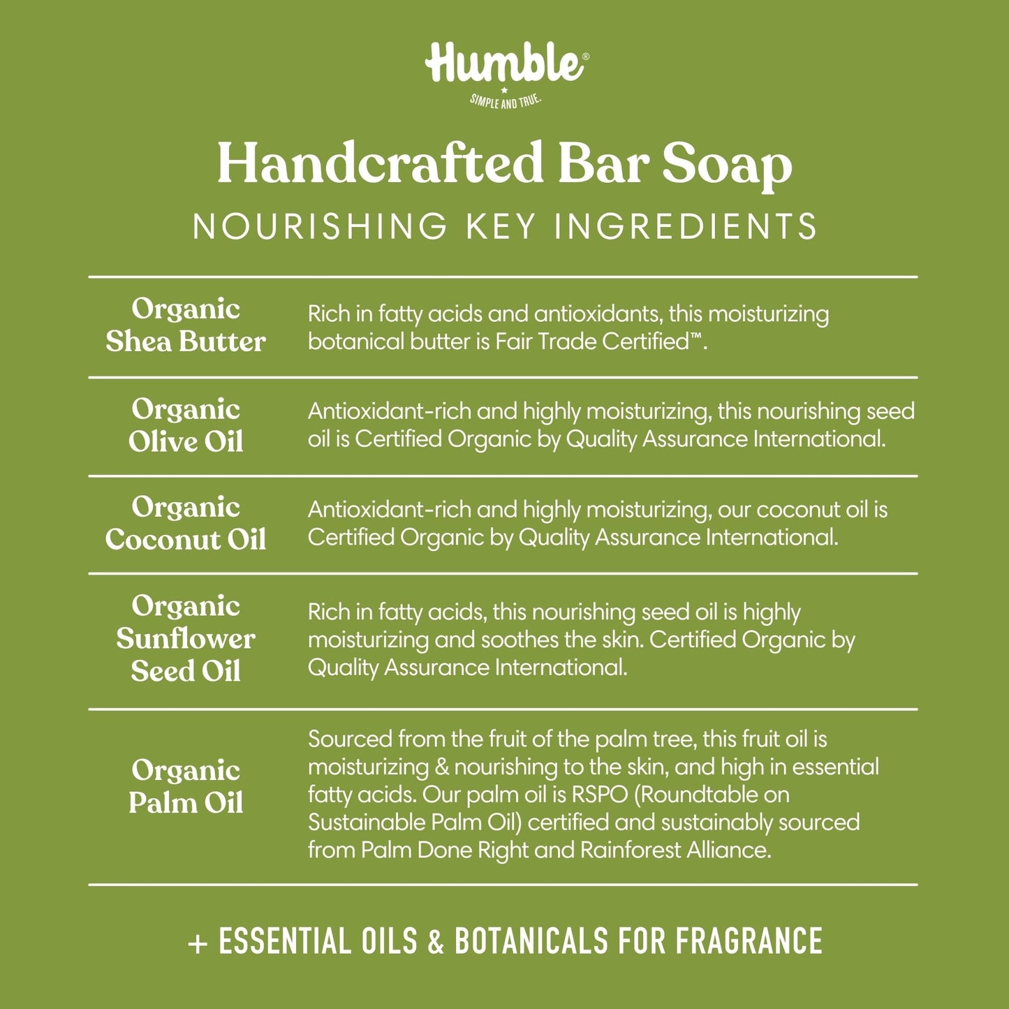 Humble Brands Handcrafted Lemongrass & Sage Soap Bars – Organic Cold Processed, 3 Pack