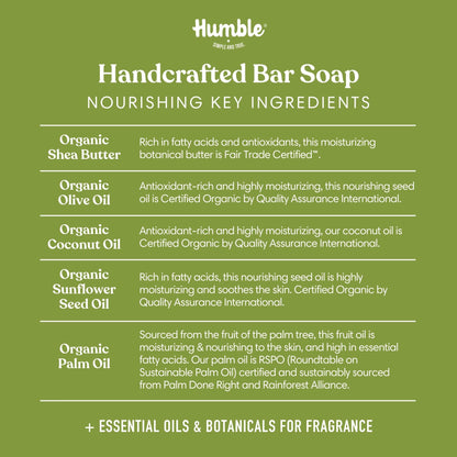 Humble Brands Handcrafted Lemongrass & Sage Soap Bars – Organic Cold Processed, 3 Pack