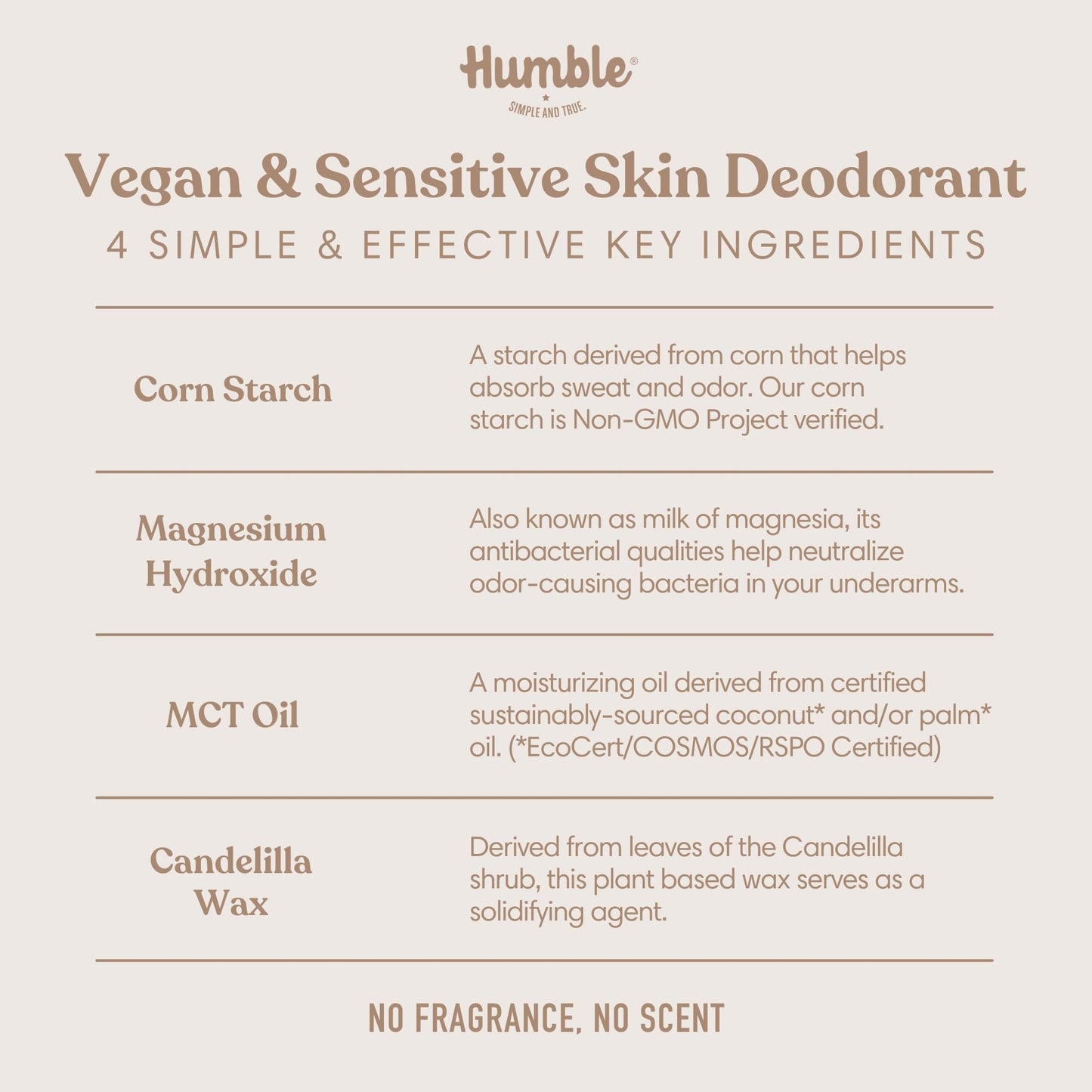 Humble Brands Aluminum-Free Deodorant – Vegan, Cruelty-Free, Sensitive-Skin Safe (Lavender, Rose, Unscented) – Pack of 3