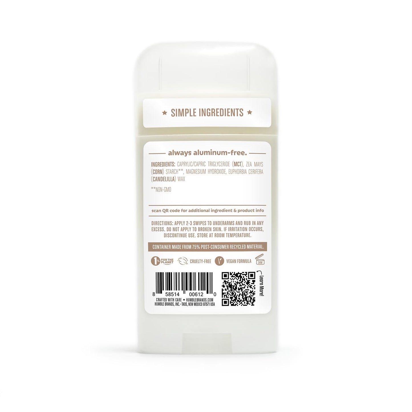 Humble Brands Aluminum-Free Deodorant – Vegan, Cruelty-Free, Sensitive-Skin Safe (Lavender, Rose, Unscented) – Pack of 3