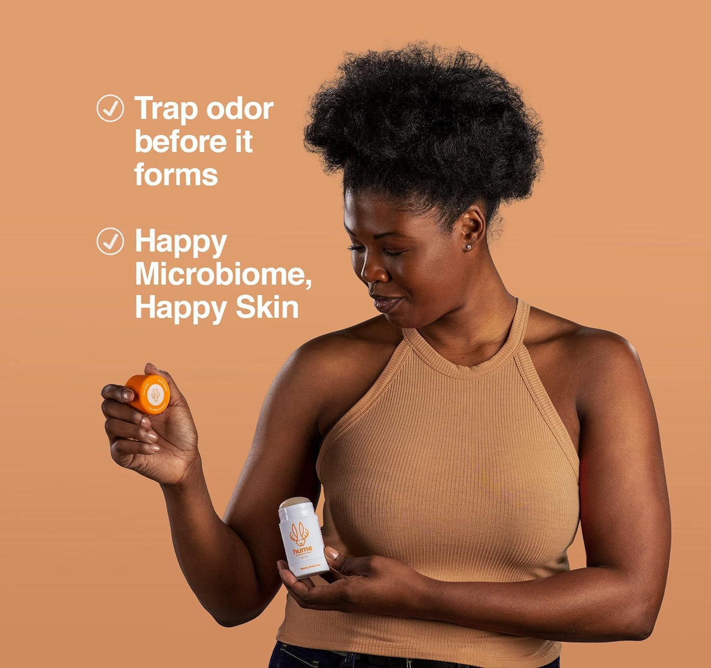 Hume Supernatural Aluminum Free Deodorant for Sensitive Skin – Probiotic, Plant-Based, Amber Woods (2 Pack)