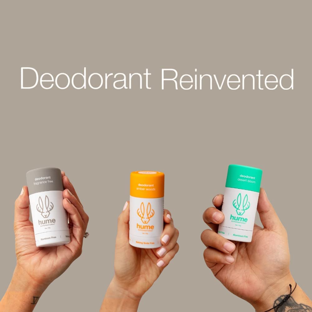 Hume Supernatural Aluminum Free Deodorant – Amber Woods, Probiotic & Plant-Based (1-Pack)
