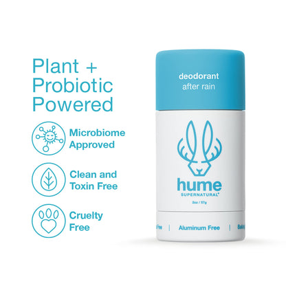 Hume Supernatural Aluminum-Free Deodorant – Probiotic, Plant-Based, After Rain