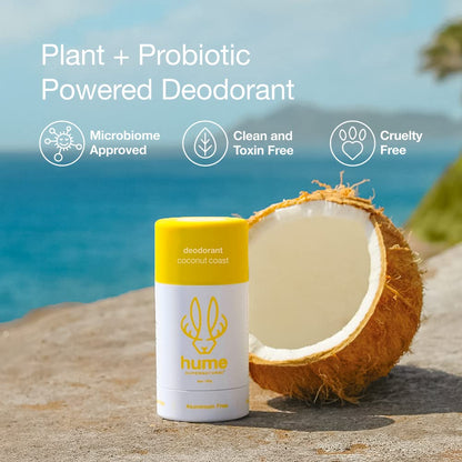 Hume Supernatural Aluminum Free Deodorant – Probiotic, Plant-Based, Coconut Coast