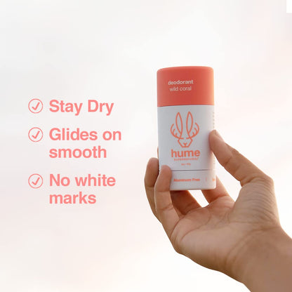 Hume Supernatural Aluminum Free Deodorant for Women & Men – Probiotic Plant-Based Formula | Wild Coral