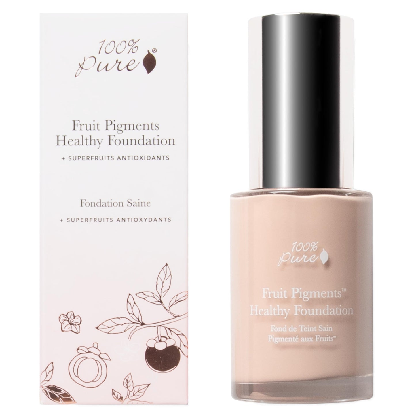 100% PURE Fruit Pigmented Foundation Alpine Rose – Full Coverage Matte (1 Fl Oz)
