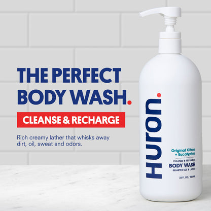 Huron Men's Moisturizing Body Wash – Crisp Citrus, Eucalyptus & Aromatic Greens (32 oz)