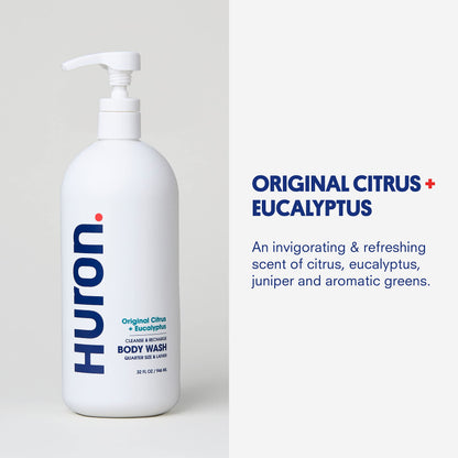 Huron Men's Moisturizing Body Wash – Crisp Citrus, Eucalyptus & Aromatic Greens (32 oz)